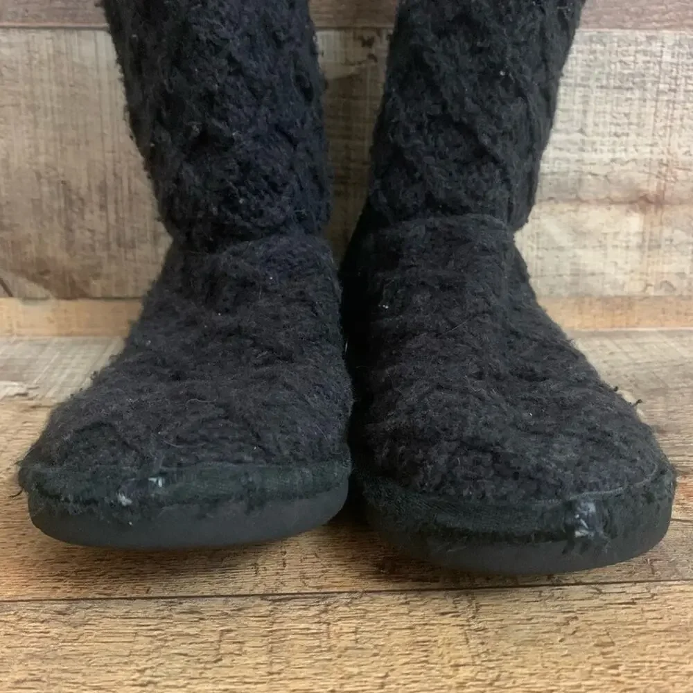 UGG Lattice Cardy Black Tall Knit Sweater Boots Size 1